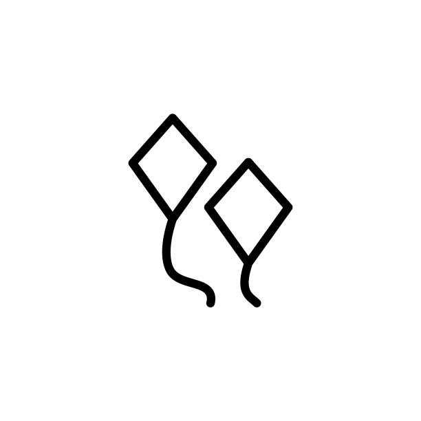 两个飞行的风筝图标在轮廓风格图片下载