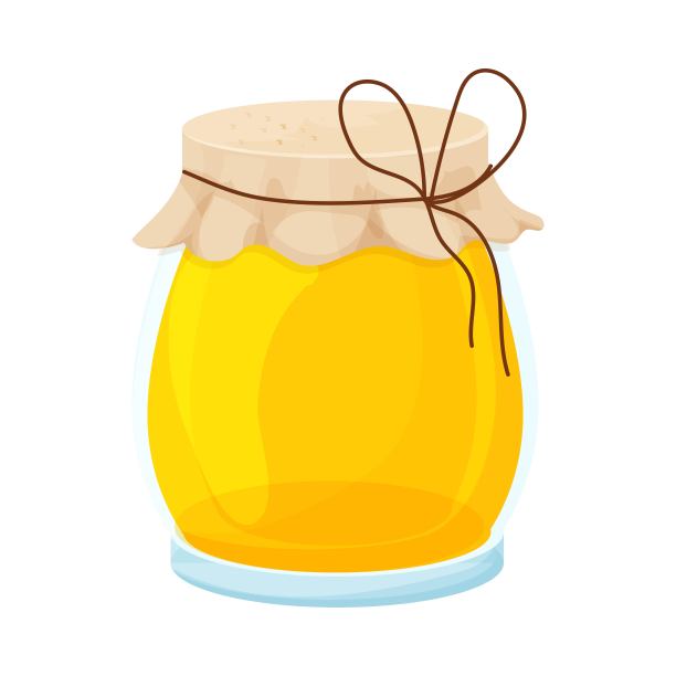 蜂蜜在玻璃罐中卡通风格孤立在白色的背景。有机天然产品、养蜂、养蜂。剪纸艺术,设计元素。图片下载