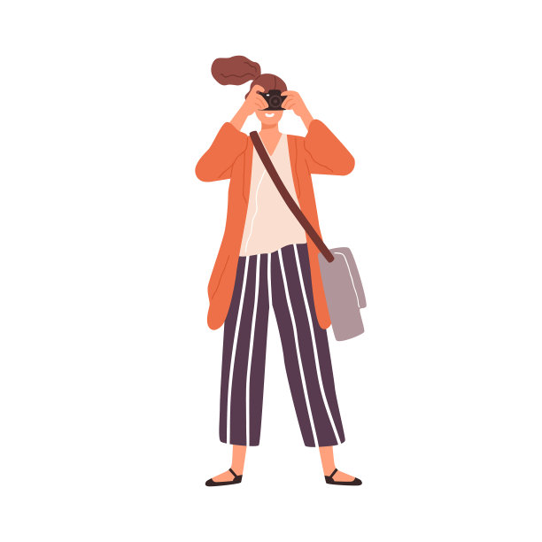 快乐的女人用相机拍照图片下载