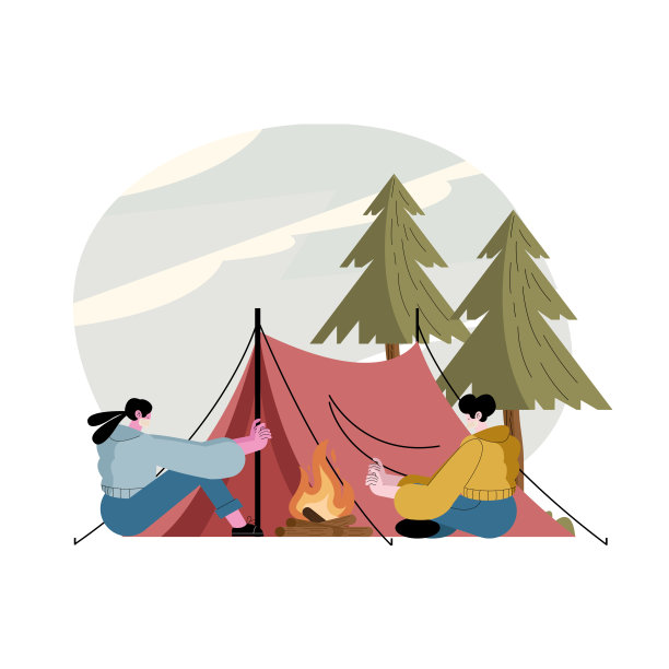 旅行者夫妇戴着面具在露营帐篷里图片下载