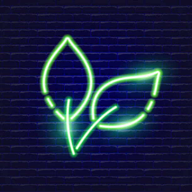 叶氖图标。发光的矢量插图图标移动，网页和菜单设计。生态食品的概念图片下载