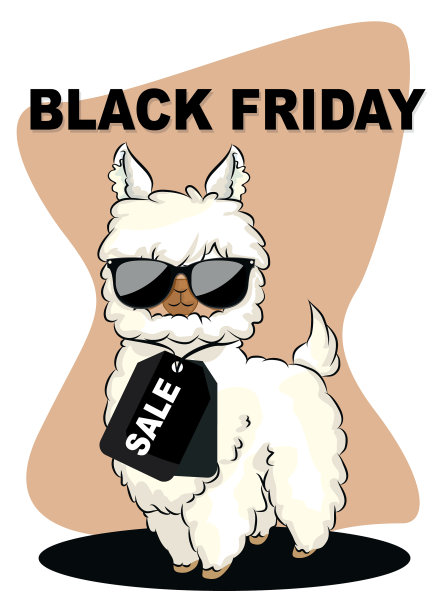 可爱的卡通羊驼图片黑色星期五大减价图片下载