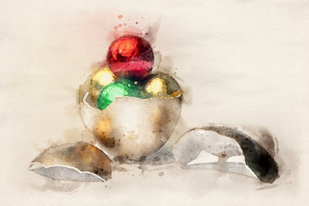 巧克力金蛋的水彩画图片下载