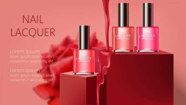 三个指甲漆容器在讲台上图片下载