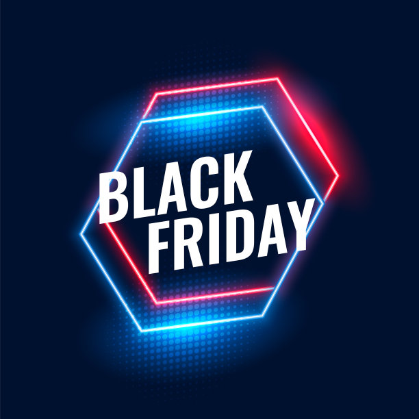 黑色星期五几何霓虹背景设计图片下载