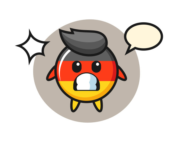 德国国旗徽章卡通人物与震惊图片下载