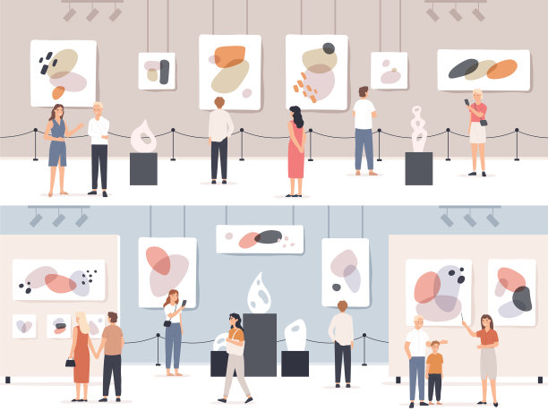 人们在博物馆里参观艺术画廊图片下载