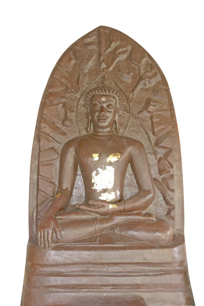 泰国的佛像，白色背景上有孤立的金色牌匾。图片下载