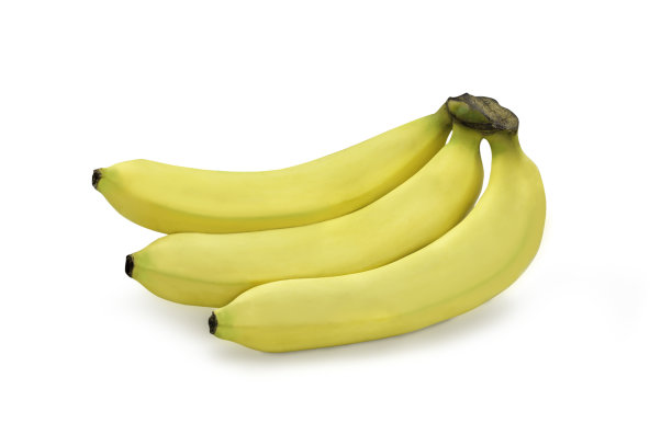 成熟的有机板烟香蕉在白色孤立的背景与修剪路径。富含纤维和维生素的健康生酮节食食物。以热带新鲜水果为饮食理念。图片下载
