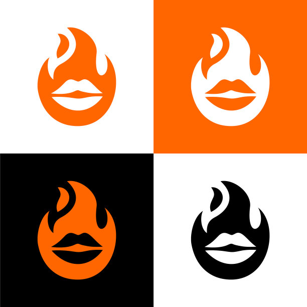 热嘴唇图标火和嘴标志设计图片下载