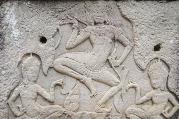 吴哥窟巴戎的飞天浮雕。图片下载