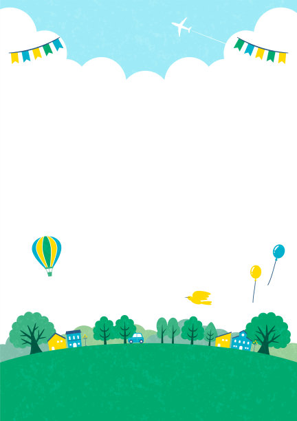 绿树和小镇的插图图片下载