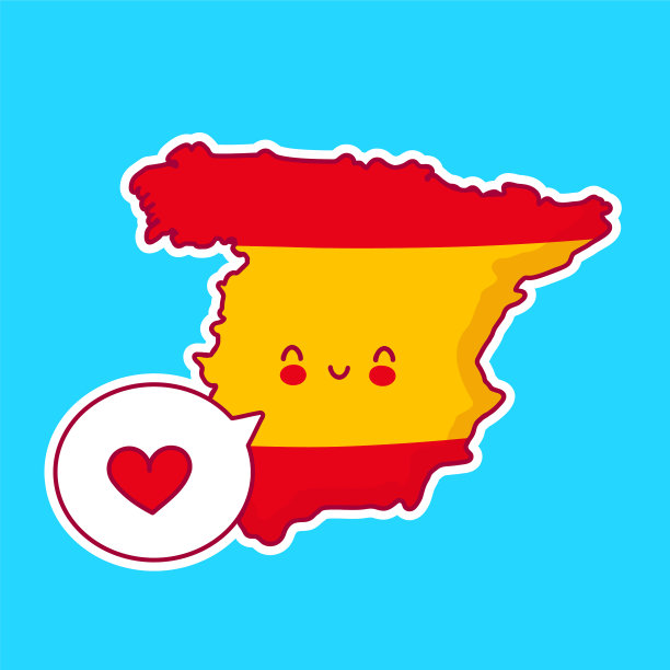 可爱，快乐，有趣的西班牙地图和旗帜字符图片下载