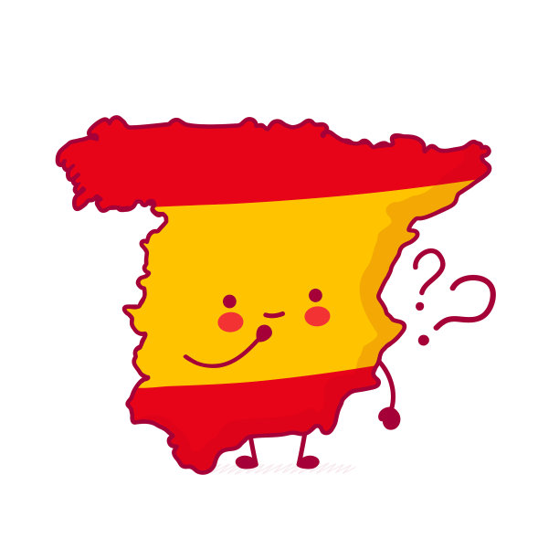 可爱，快乐，有趣的西班牙地图和旗帜字符图片下载