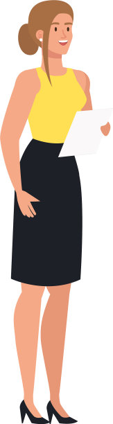 商业女性卡通与裙子和文件图片下载