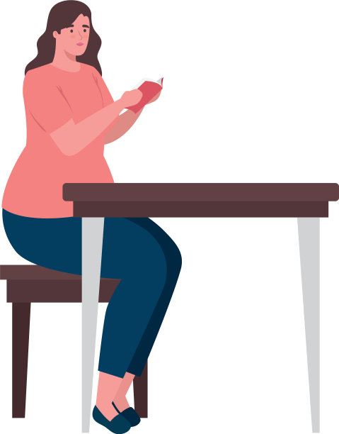 在书桌上有书的大号女人漫画图片下载