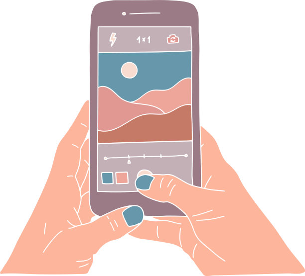 人的手拿着智能手机，拿着图片下载