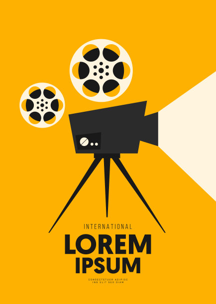 电影和电影海报设计模板背景与复古相机图片下载