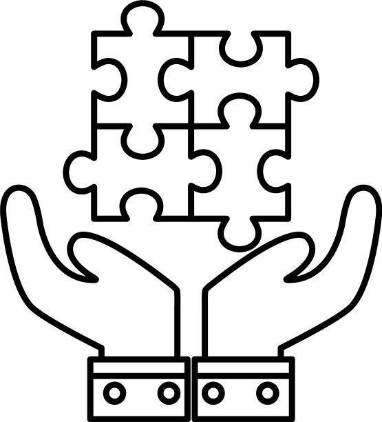 双手拼图线性风格图标设计图片下载