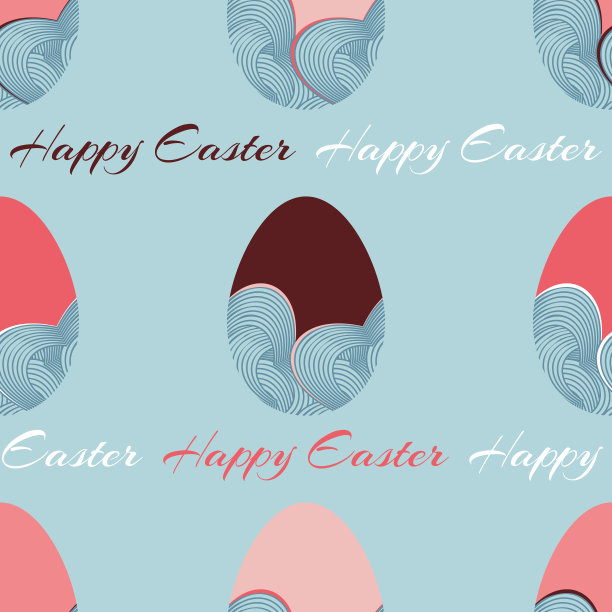 彩色矢量复活节彩蛋与蛋壳在浅蓝色的背景剪影。图片下载