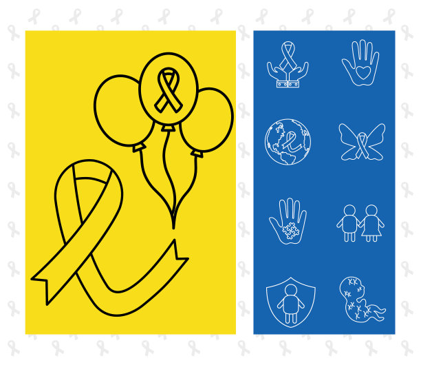 唐氏综合症线条风格图标集设计图片下载