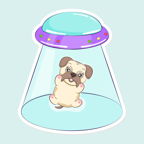 海报漫画，不明飞行物绑架狗哈巴狗。图片下载