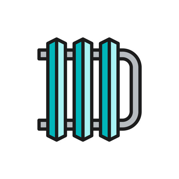 集中加热电池平面彩色线图标图片下载