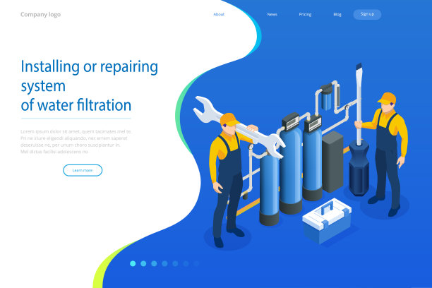 国内水过滤系统的等距安装或维修系统。固定净化渗透系统。饮用水。卫生工作。在房子里建造网络。图片下载