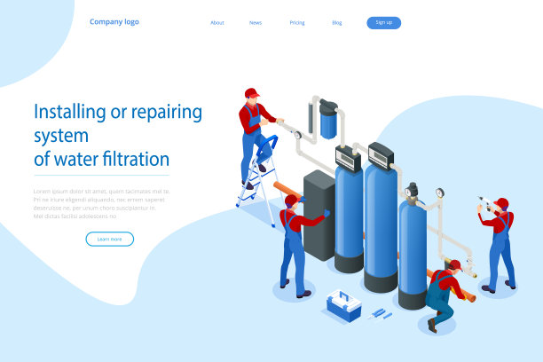 等距安装或维修系统的水过滤在家里的概念。固定净化渗透系统。饮用水。卫生工作。在房子里设计网络。图片下载