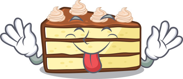 滑稽的巧克力片蛋糕配吉祥物设计图片下载