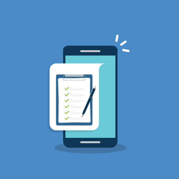 智能手机上的检查列表文件，智能手机上的纸质检查列表和做列表的复选框，概念调查，在线测试，完成的事情或完成的测试，反馈。图片下载