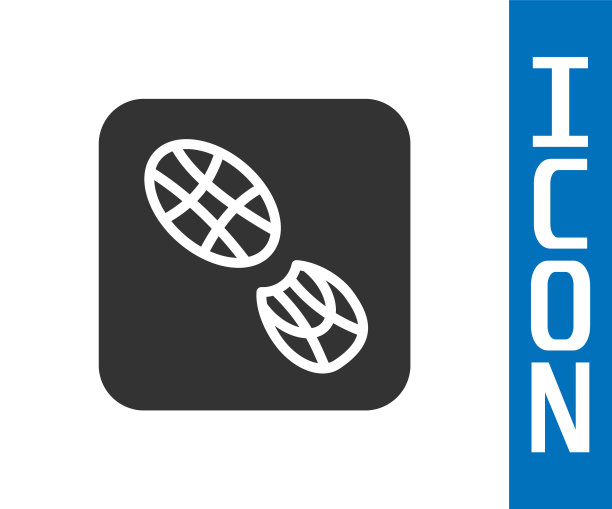 灰色人类脚印鞋图标孤立在白色背景。鞋鞋底。向量图片下载