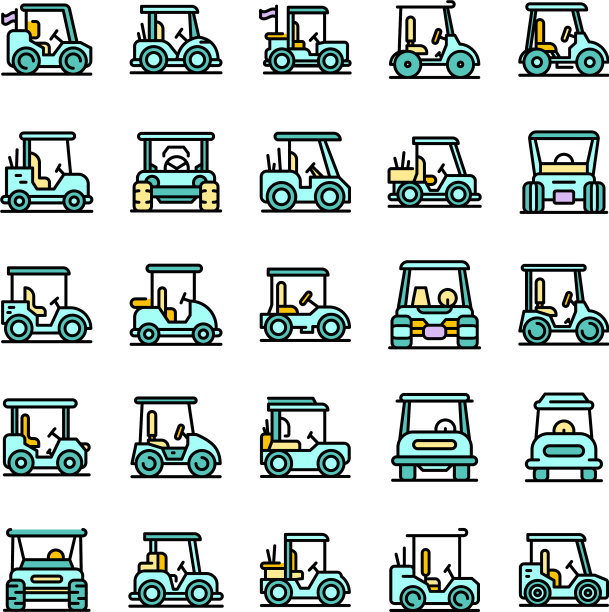 高尔夫球车图标设置平图片下载