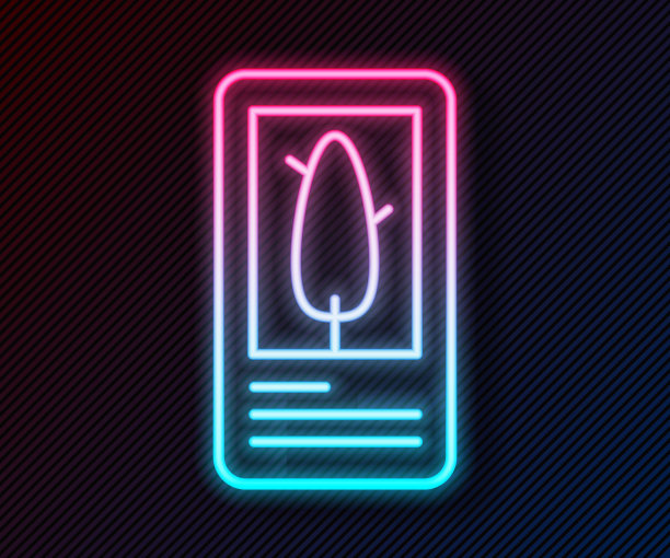 发光的霓虹灯线塔罗牌图标孤立在黑色的背景。魔法神秘塔罗牌组。向量图片下载