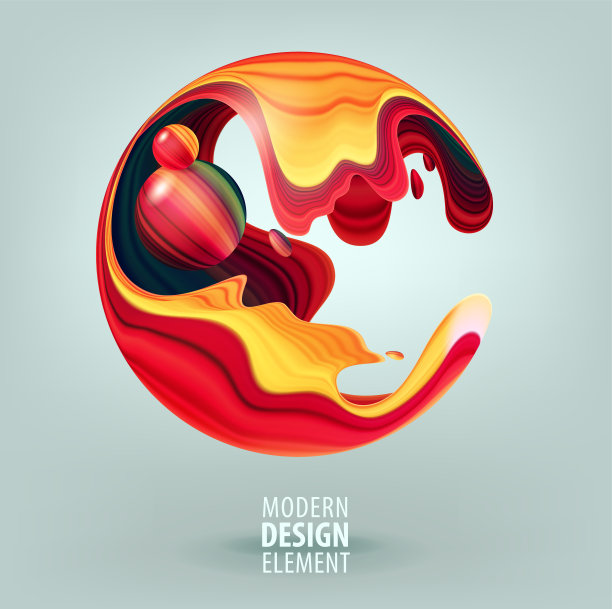 电脑图形球体装饰有3d花瓣和内部设计元素。矢量标志为您的设计。Eps10图片下载