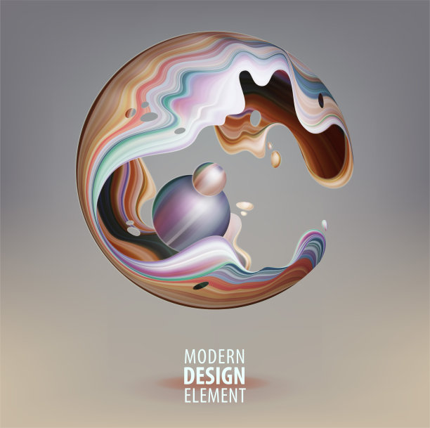 电脑图形球体装饰有3d花瓣和内部设计元素。矢量标志为您的设计。Eps10图片下载