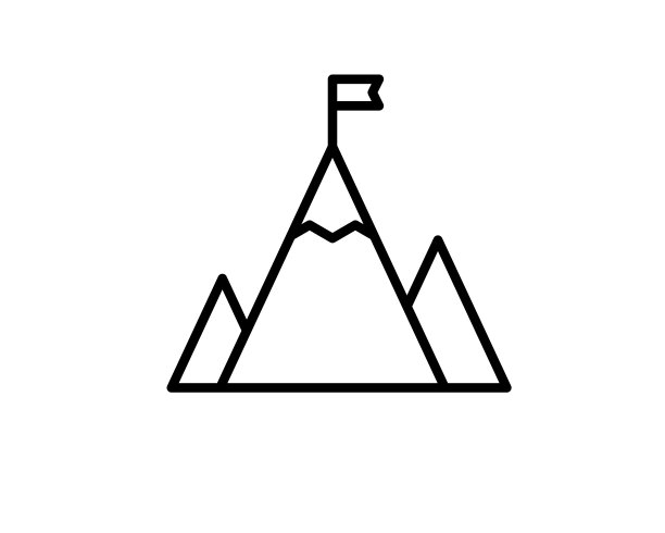 成功的标志。山峰上的旗帜作为目标成就或领导力的例证。图片下载