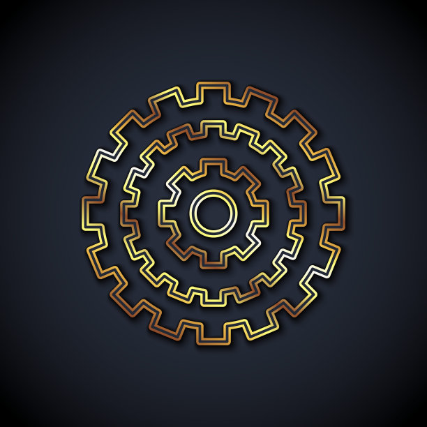 金线自行车卡带山地车图标孤立在黑色的背景。后自行车链轮。带链条的链环曲柄套。向量图片下载