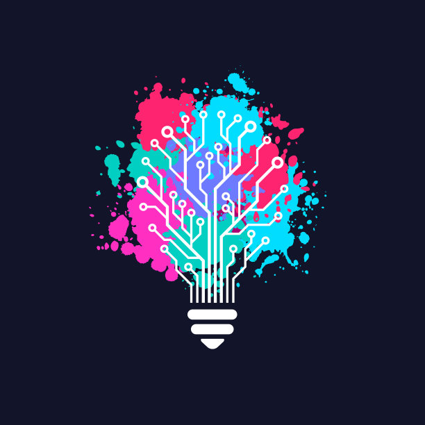 印刷电路板形式的灯泡图片下载