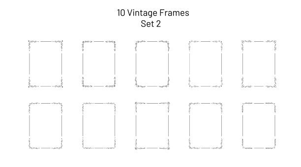 10套独特的复古华丽的框架，角落花饰，一套独家模板，空手绘矩形设计元素，为页面，证书等。图片下载