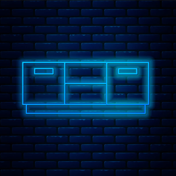 在砖墙背景上孤立的家具床头柜图标。向量图片下载