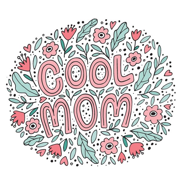酷妈妈-口号与花和叶。MotherÂ´s日贺卡设计涂鸦风格。手绘矢量插图。图片为卡片，海报，印刷，杯子，t恤。图片下载