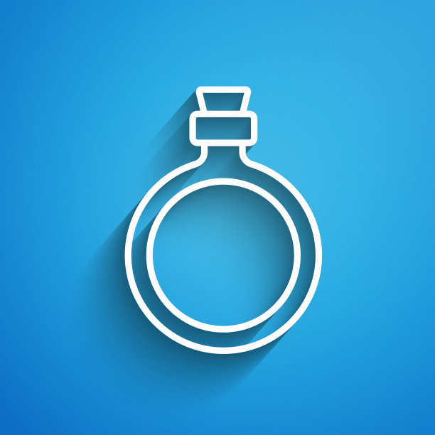 水壶图标，蓝色背景长阴影矢量素材图片下载