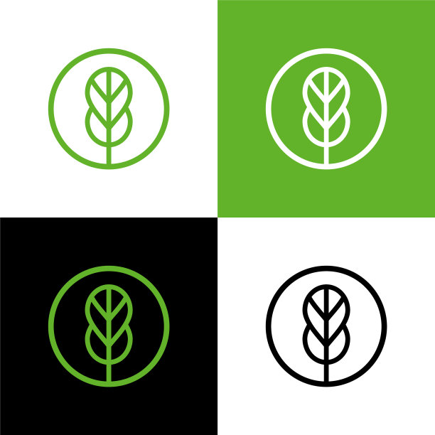 抽象的绿叶标志图标设计图片下载