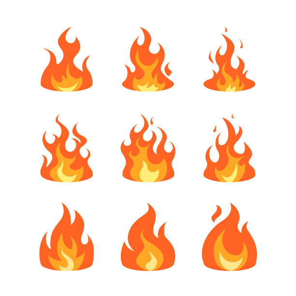 简单的火焰图标在平面风格图片下载