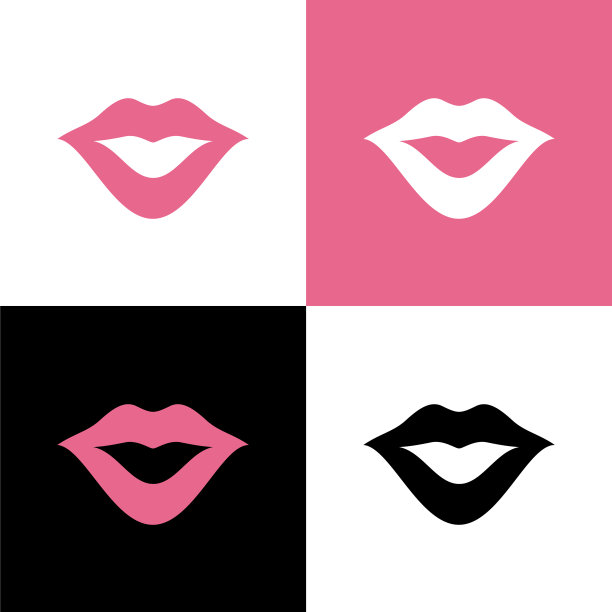 女性嘴唇标志亲吻图标设计平面风格图片下载