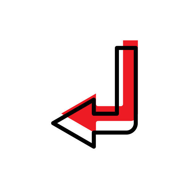 左转箭头平面图标设计模板图片下载