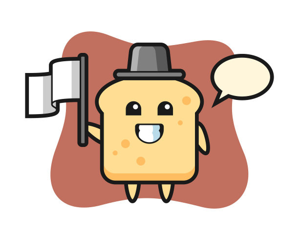 卡通人物面包举着旗图片下载