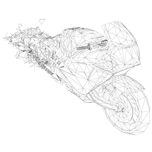 摩托车的线框正在破碎成小碎片。透视图。3 d。矢量图图片下载