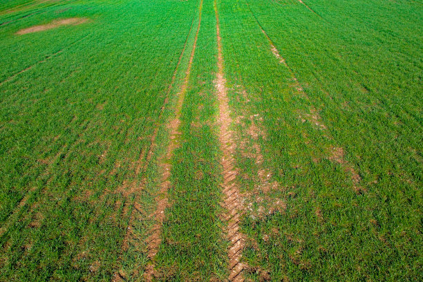 无人机拍摄的新作物轮胎轨迹图片下载